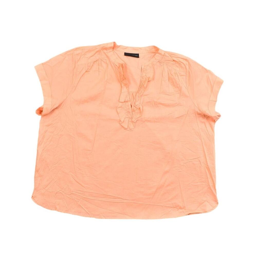 Lane Bryant Peach Short Sleeve Ruffle V-Neck Top